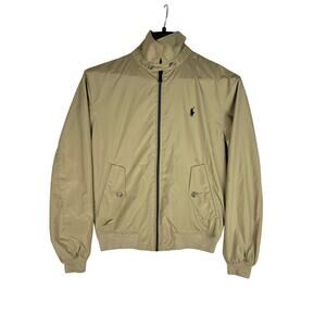 VTG Polo Ralph Lauren Tan Unlined Full Zip Harrington Canvas Jacket S